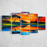 Oil Painting Pinehurst Course Number 2 Golf Courses, Golf Art Print, Mixed 5 Panel, Canvas Prints Wall Art
