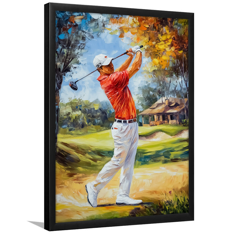 Oil Painting Portrait of Golfer Man, Golf Art, Gift for him, Framed Art Print Wall Decor