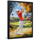 Oil Painting Portrait of Golfer Man, Golf Art, Gift for him, Framed Art Print Wall Decor