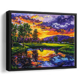 Oil Painting Shadow Creek Golf Club Hole 18 In Sunset, Golf Art Print, Gift for him, Framed Canvas Prints Wall Art