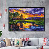 Oil Painting Shadow Creek Golf Club Hole 18 In Sunset, Golf Art, Gift for him, Framed Art Prints Wall Decor