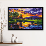 Oil Painting Shadow Creek Golf Club Hole 18 In Sunset, Golf Art Print, Gift for him, Framed Canvas Prints Wall Art
