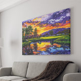 Oil Painting Shadow Creek Golf Club Hole 18 In Sunset, Golf Art Print, Gift for him, Canvas Prints Wall Art