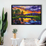 Oil Painting Shadow Creek Golf Club Hole 18 In Sunset, Golf Art Print, Gift for him, Framed Canvas Prints Wall Art