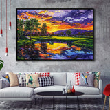 Oil Painting Shadow Creek Golf Club Hole 18 In Sunset, Golf Art Print, Gift for him, Framed Canvas Prints Wall Art