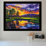 Oil Painting Shadow Creek Golf Club Hole 18 In Sunset, Golf Art, Gift for him, Framed Art Prints Wall Decor
