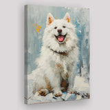 Oil Painting White Samoyed Dog Dog Portrait, Canvas Prints Wall Art Decor, Painting Canvas