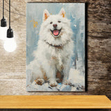 Oil Painting White Samoyed Dog Dog Portrait, Canvas Prints Wall Art Decor, Painting Canvas