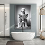 Old English Sheepdog Canvas Prints Wall Art, Funny Bathroom Decor, Dog in Toilet