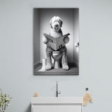 Old English Sheepdog Canvas Prints Wall Art, Funny Bathroom Decor, Dog in Toilet