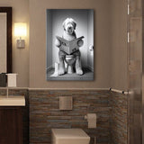 Old English Sheepdog Canvas Prints Wall Art, Funny Bathroom Decor, Dog in Toilet