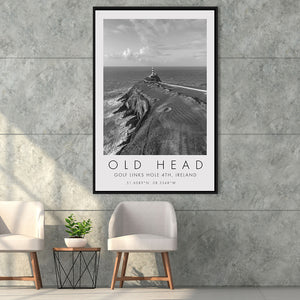 Old Head Golf Links, 4th Hole, Ireland, Golf Art Print, Floating Frame, Framed Canvas Print Wall Art