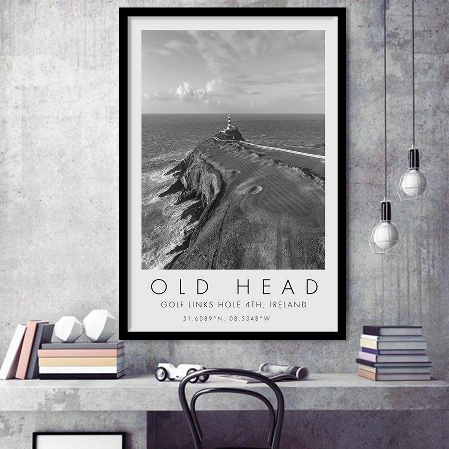 Old Head Golf Links, 4th Hole, Ireland, Golf Art, Gift for him, Framed Art Print Wall Decor