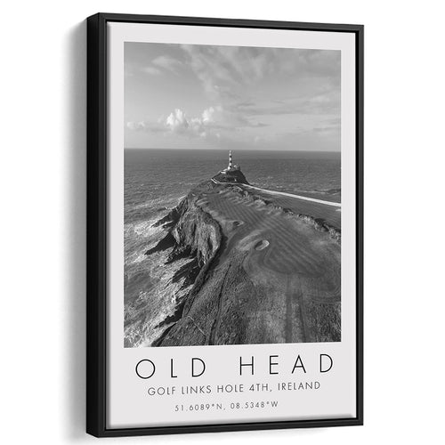 Old Head Golf Links, 4th Hole, Ireland, Golf Art Print, Floating Frame, Framed Canvas Print Wall Art