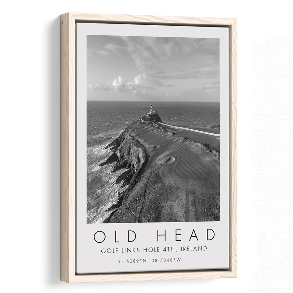 Old Head Golf Links, 4th Hole, Ireland, Golf Art Print, Floating Frame, Framed Canvas Print Wall Art