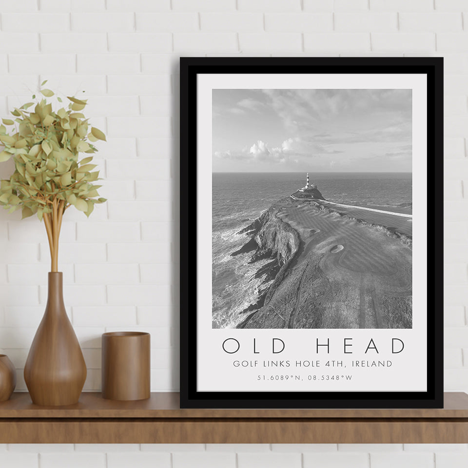 Old Head Golf Links, 4th Hole, Ireland, Golf Art Print, Floating Frame, Framed Canvas Print Wall Art