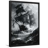 Old Pirate Ship Black And White,Framed Art Prints Wall Decor, Picture Framed
