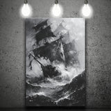 Old Pirate Ship Black And White, Canvas Painting, Canvas Print Wall Art Decor