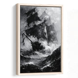 Old Pirate Ship Black And White,Framed Canvas Prints Wall Art Decor, Floating Frame