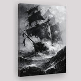 Old Pirate Ship Black And White, Canvas Painting, Canvas Print Wall Art Decor