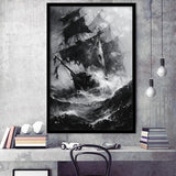 Old Pirate Ship Black And White,Framed Art Prints Wall Decor, Picture Framed
