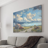 Old Tractor And House In The Garden Painting, Art Print, Canvas Print Wall Art Home Decor