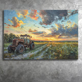 Old Tractor And Pastel Clouds Over The Backyard, Art Print, Canvas Print Wall Art Home Decor