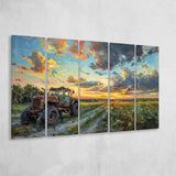 Old Tractor And Pastel Clouds Over The Backyard, Extra Large Canvas, Canvas Print Wall Art Decor