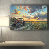 Old Tractor And Pastel Clouds Over The Backyard, Art Print, Canvas Print Wall Art Home Decor