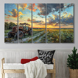 Old Tractor And Pastel Clouds Over The Backyard, Extra Large Canvas, Canvas Print Wall Art Decor
