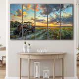 Old Tractor And Pastel Clouds Over The Backyard, Extra Large Canvas, Canvas Print Wall Art Decor