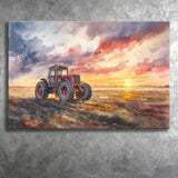 Old Tractor In Sunset Field Watercolor Painting, Art Print, Canvas Print Wall Art Home Decor