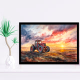 Old Tractor In Sunset Field Watercolor Painting, Painting Art, Framed Art Print Wall Art Home Decor