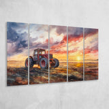 Old Tractor In Sunset Field Watercolor Painting, Extra Large Canvas, Canvas Print Wall Art Decor