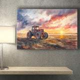 Old Tractor In Sunset Field Watercolor Painting, Art Print, Canvas Print Wall Art Home Decor