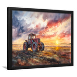 Old Tractor In Sunset Field Watercolor Painting, Painting Art, Framed Art Print Wall Art Home Decor