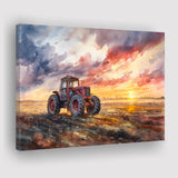 Old Tractor In Sunset Field Watercolor Painting, Art Print, Canvas Print Wall Art Home Decor