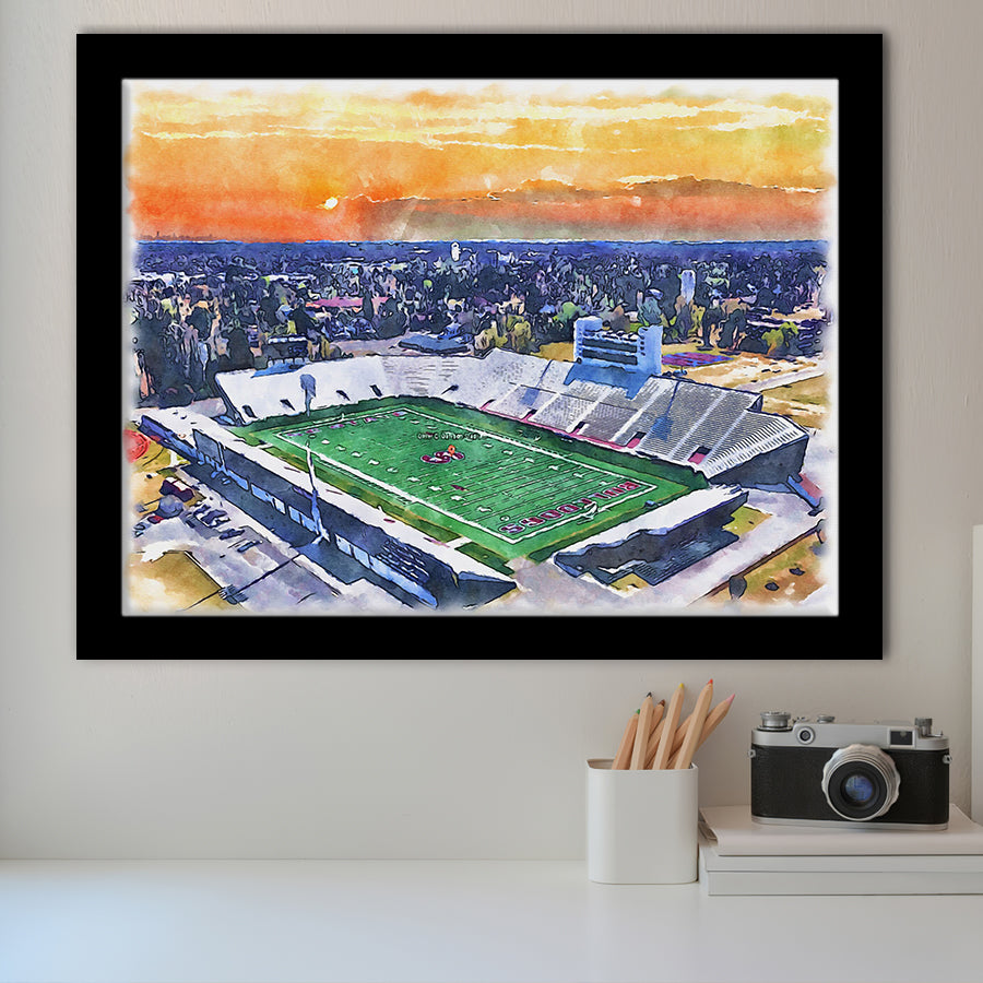 Oliver C. Dawson Stadium WaterColor Framed Art Prints, Orangeburg South Carolina Watercolor, Stadium Art Gifts