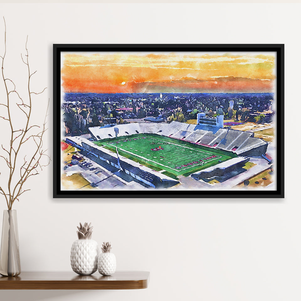 Oliver C. Dawson Stadium WaterColor Framed Canvas Prints, Stadium Art Gifts, Floating Frame