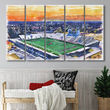 Oliver C. Dawson Stadium WaterColor 5 Panels B Mixed Canvas Prints, Extra Large, Orangeburg South Carolina Watercolor