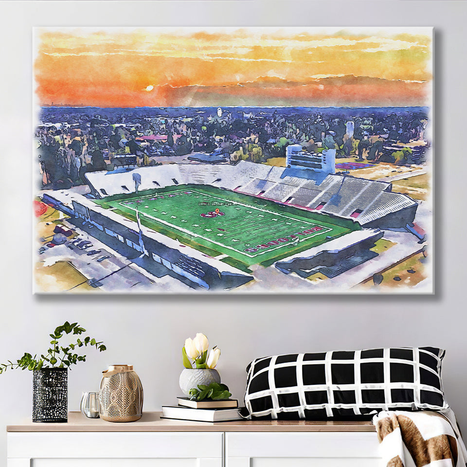 Oliver C. Dawson Stadium WaterColor Canvas Prints, Orangeburg South Carolina Watercolor, Stadium Art Gifts