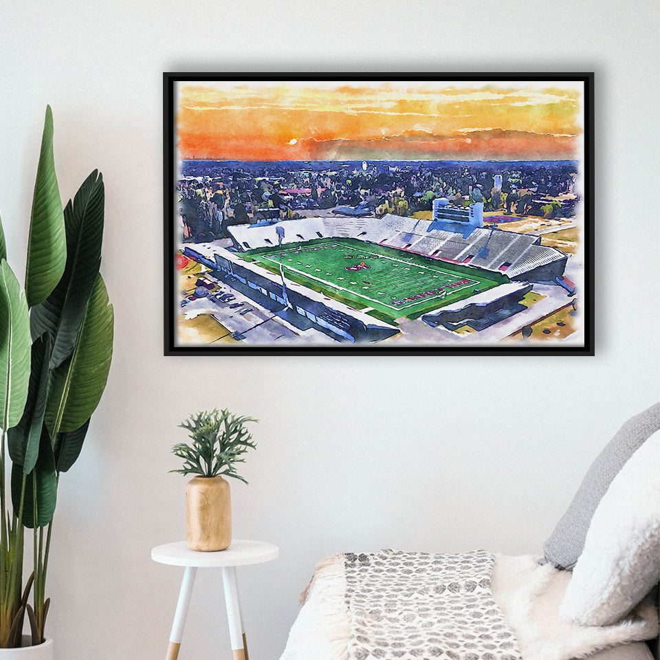 Oliver C. Dawson Stadium WaterColor Framed Canvas Prints, Stadium Art Gifts, Floating Frame
