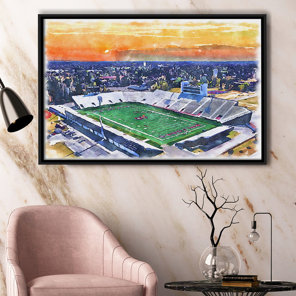 Oliver C. Dawson Stadium WaterColor Framed Canvas Prints, Stadium Art Gifts, Floating Frame
