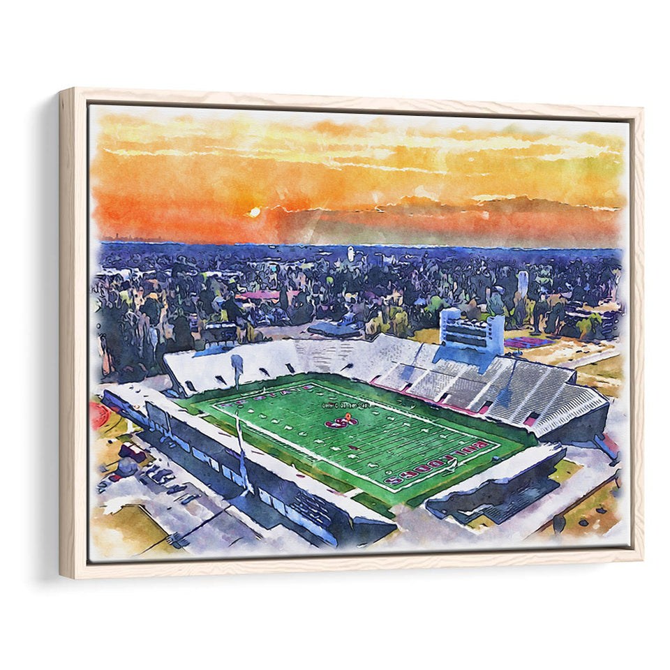 Oliver C. Dawson Stadium WaterColor Framed Canvas Prints, Stadium Art Gifts, Floating Frame