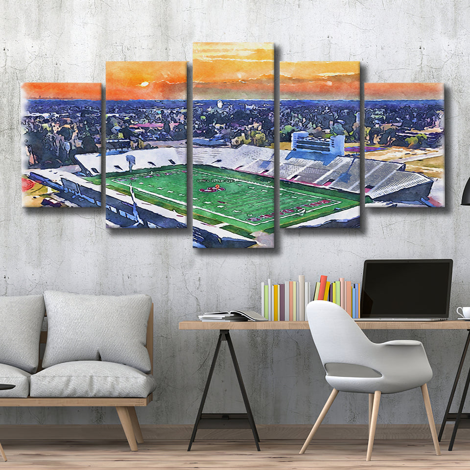 Oliver C. Dawson Stadium WaterColor 5 Panels Mix Canvas Prints, Orangeburg South Carolina Watercolor, Large Stadium Canvas