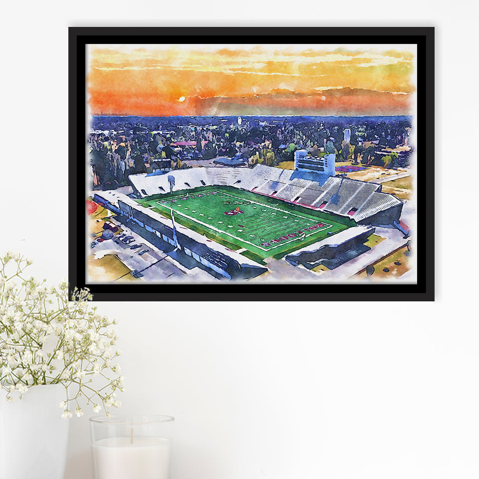 Oliver C. Dawson Stadium WaterColor Framed Canvas Prints, Stadium Art Gifts, Floating Frame