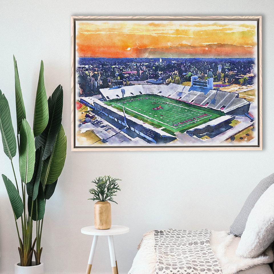 Oliver C. Dawson Stadium WaterColor Framed Canvas Prints, Stadium Art Gifts, Floating Frame