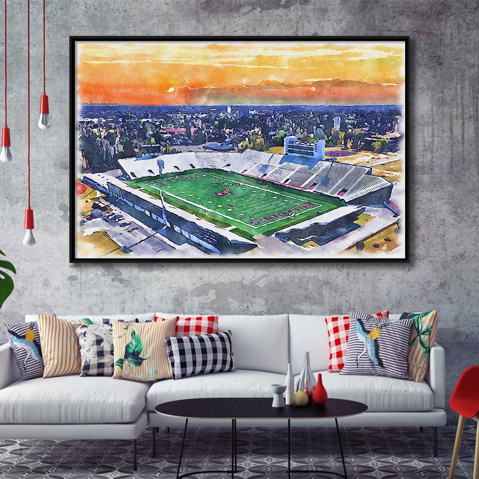 Oliver C. Dawson Stadium WaterColor Framed Canvas Prints, Stadium Art Gifts, Floating Frame