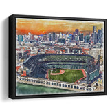 Oracle Park WaterColor Framed Canvas Prints, San Francisco California Baseball Watercolor, Stadium Art Gifts, Floating Frame