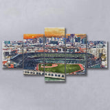 Oracle Park WaterColor 5 Panels Mix Canvas Prints, San Francisco California Baseball Watercolor, Large Stadium Canvas